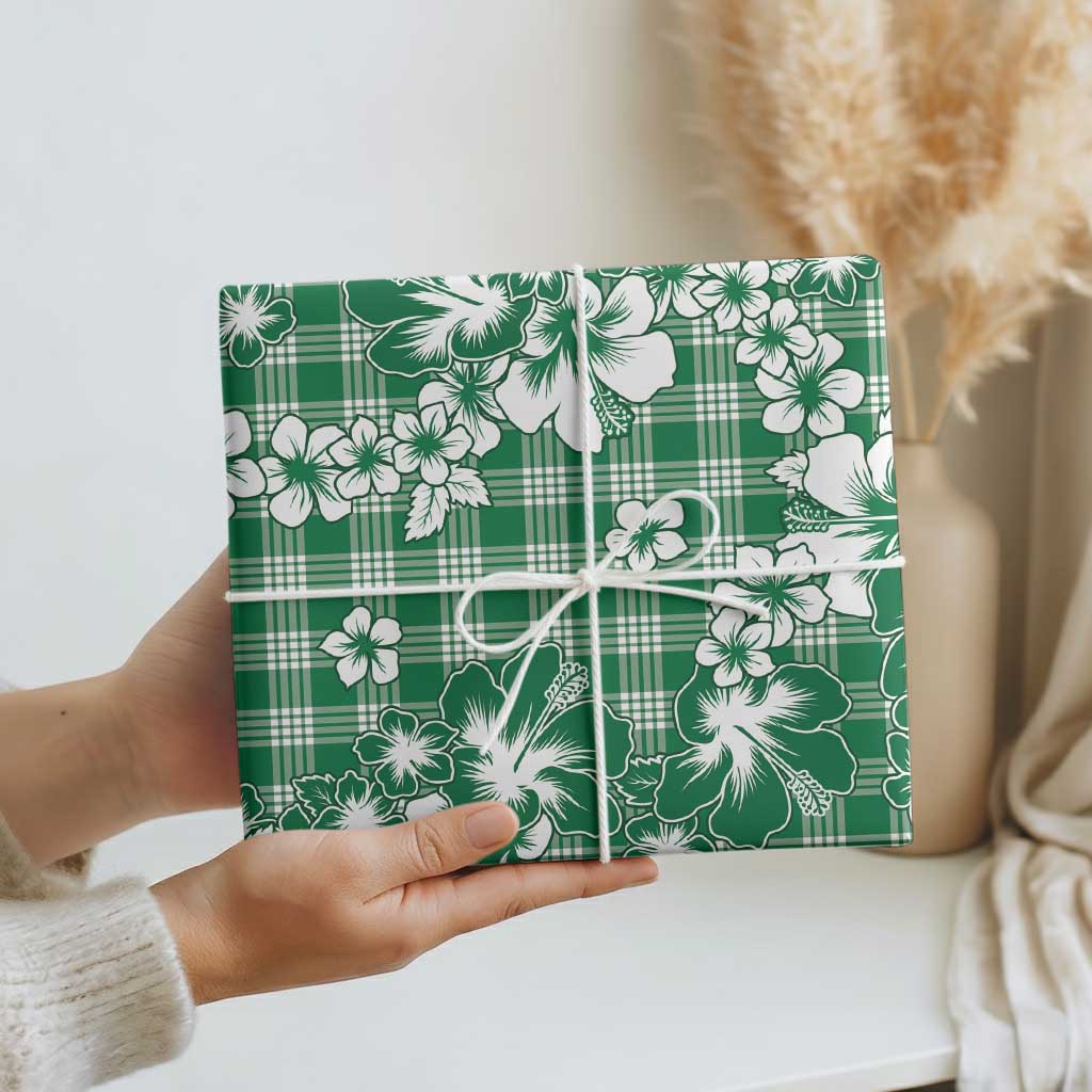Hibiscus Pakala Emerald Green Wrapping Paper Tropical Floral Stylized LT01 - Polynesian Pride
