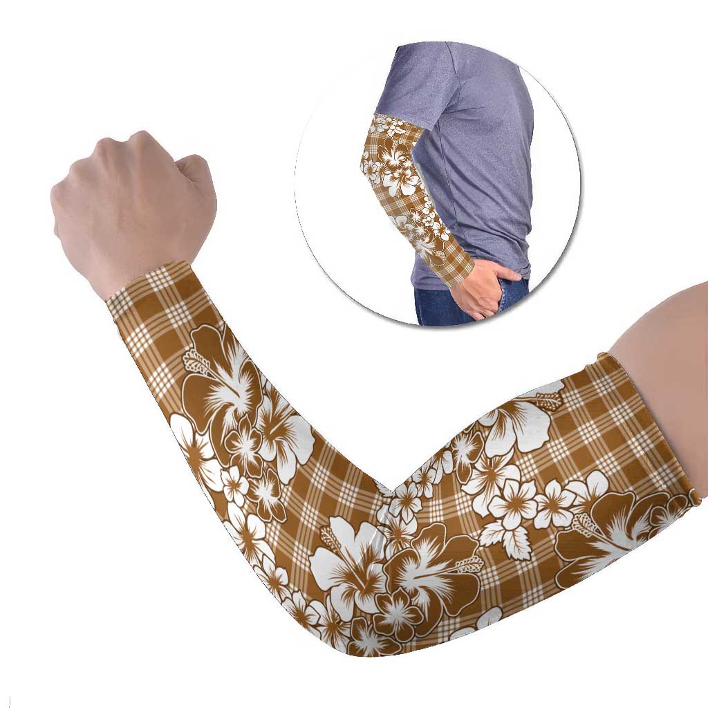 Hibiscus Pakala Bronze Brown Arm Sleeves Tropical Floral Stylized LT01 Set of 2 Brown - Polynesian Pride