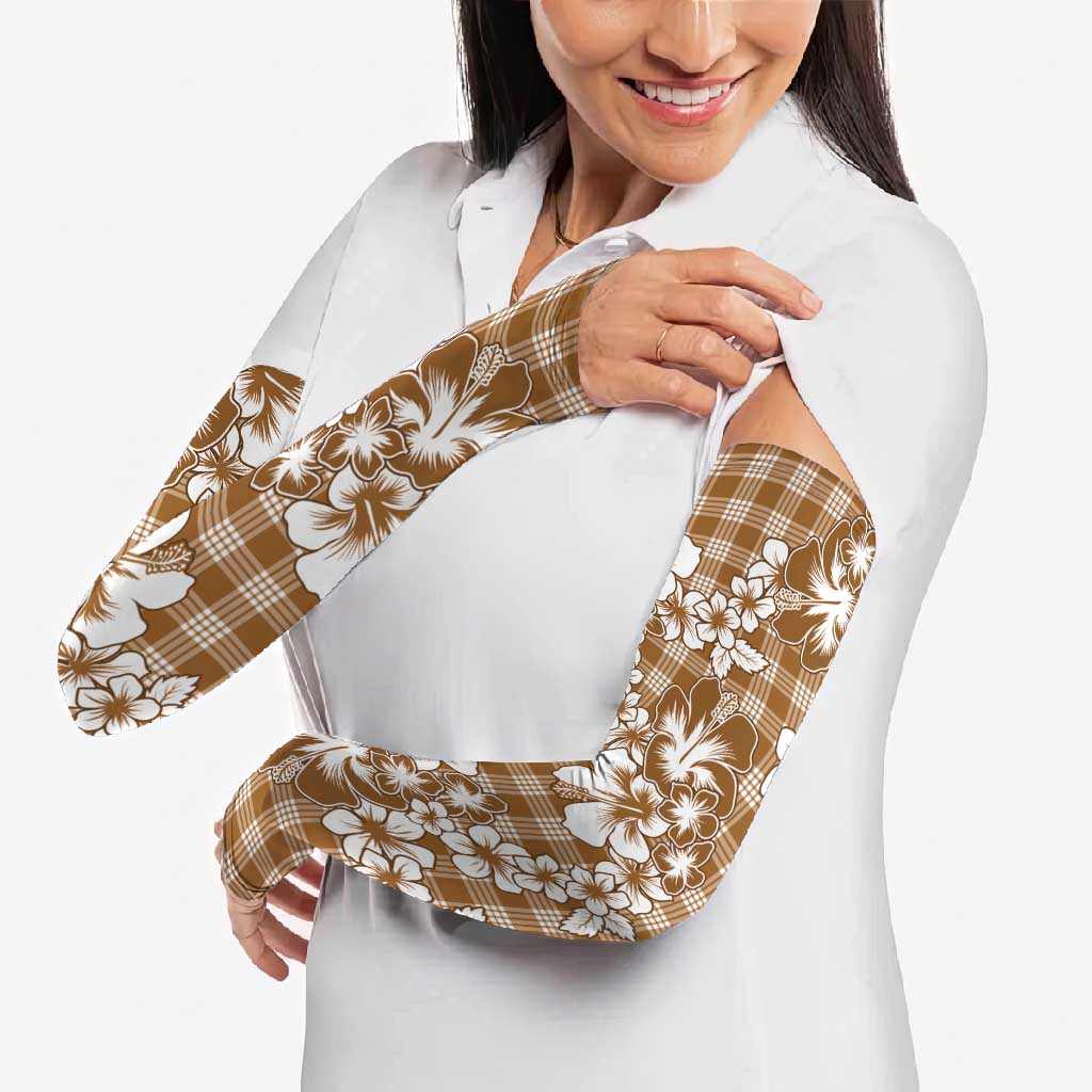 Hibiscus Pakala Bronze Brown Arm Sleeves Tropical Floral Stylized LT01 - Polynesian Pride