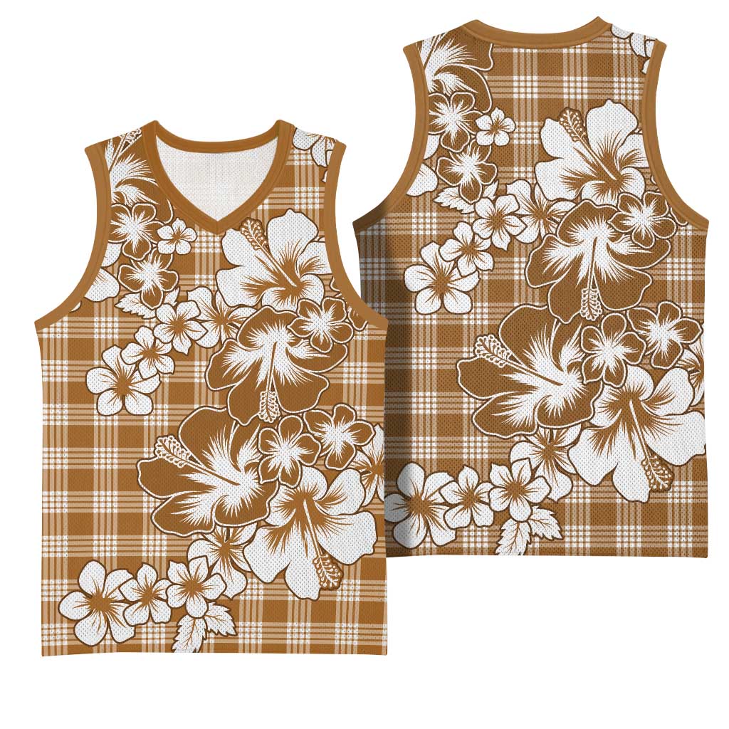 Hibiscus Pakala Bronze Brown Basketball Jersey Tropical Floral Stylized LT01 - Polynesian Pride