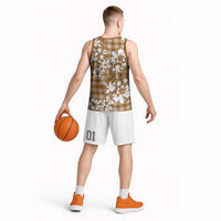 Hibiscus Pakala Bronze Brown Basketball Jersey Tropical Floral Stylized LT01 - Polynesian Pride