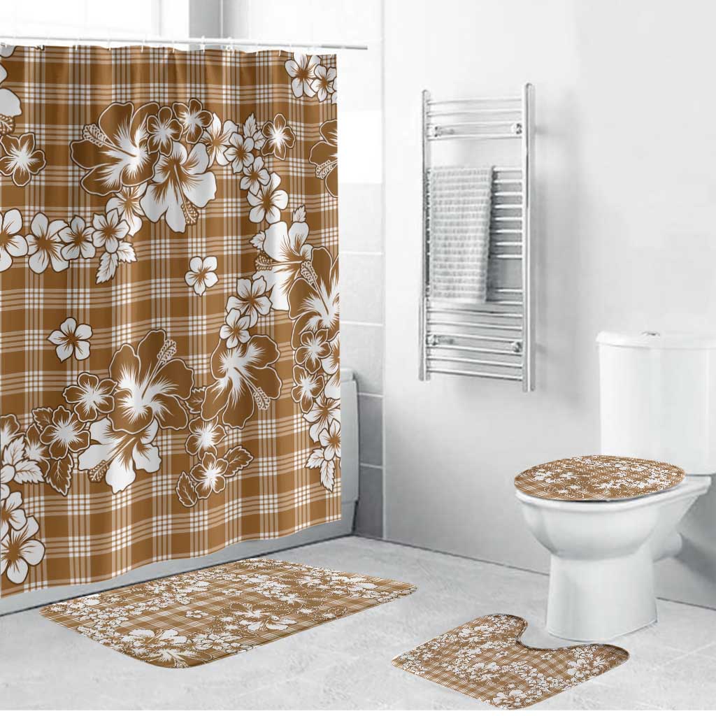Hibiscus Pakala Bronze Brown Bathroom Set Tropical Floral Stylized LT01 Bathroom Set (4 pcs) Brown - Polynesian Pride