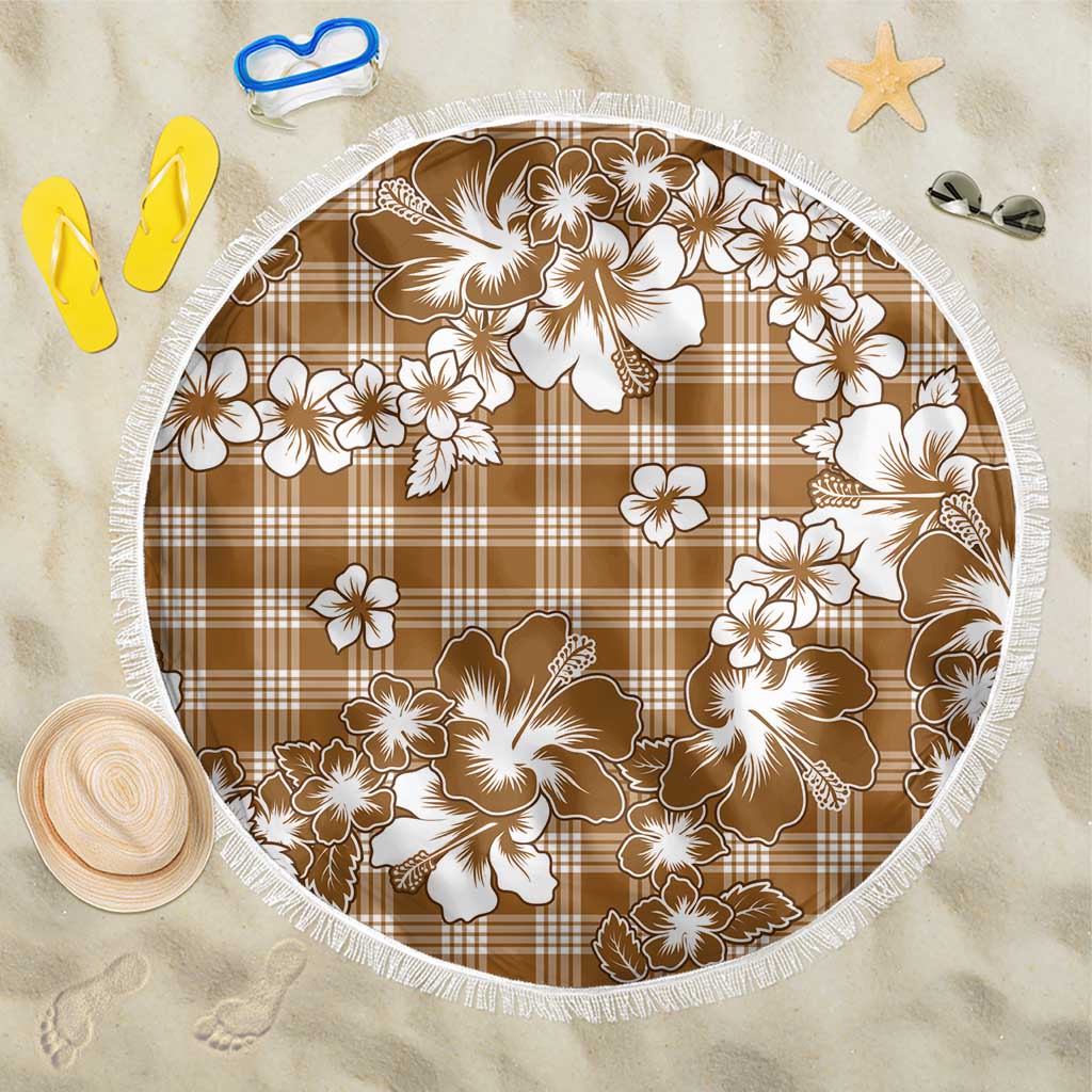 Hibiscus Pakala Bronze Brown Beach Blanket Tropical Floral Stylized LT01 One Size 150cm Brown - Polynesian Pride