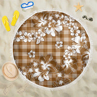 Hibiscus Pakala Bronze Brown Beach Blanket Tropical Floral Stylized LT01 One Size 150cm Brown - Polynesian Pride