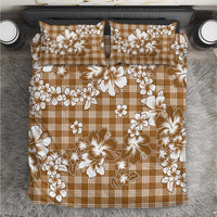 Hibiscus Pakala Bronze Brown Bedding Set Tropical Floral Stylized LT01 Brown - Polynesian Pride