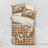 Hibiscus Pakala Bronze Brown Bedding Set Tropical Floral Stylized LT01 US Twin 172cm x 218cm Brown - Polynesian Pride