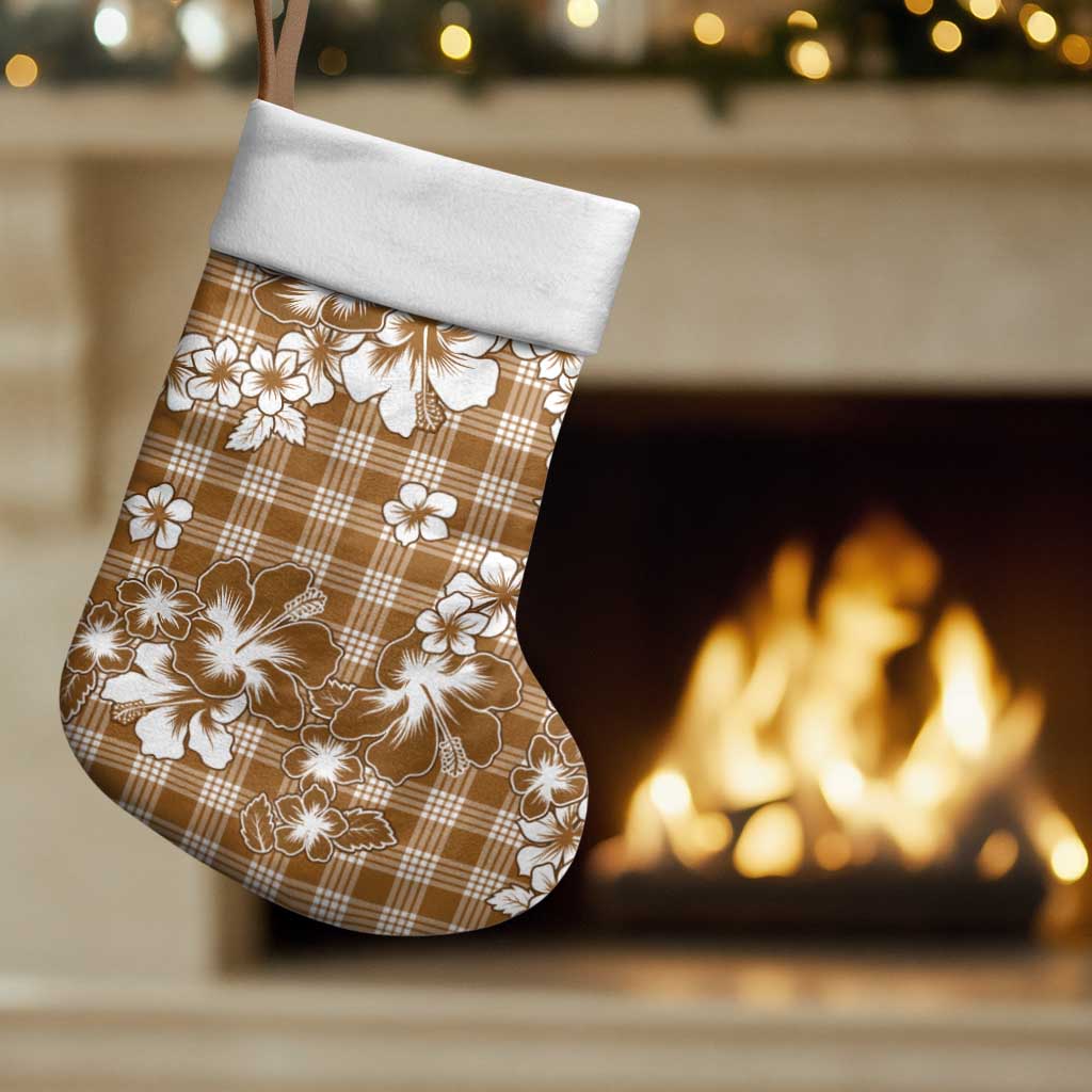 Hibiscus Pakala Bronze Brown Christmas Stocking Tropical Floral Stylized LT01 Set of 2 Brown - Polynesian Pride