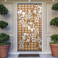 Hibiscus Pakala Bronze Brown Door Cover Tropical Floral Stylized LT01 Brown - Polynesian Pride
