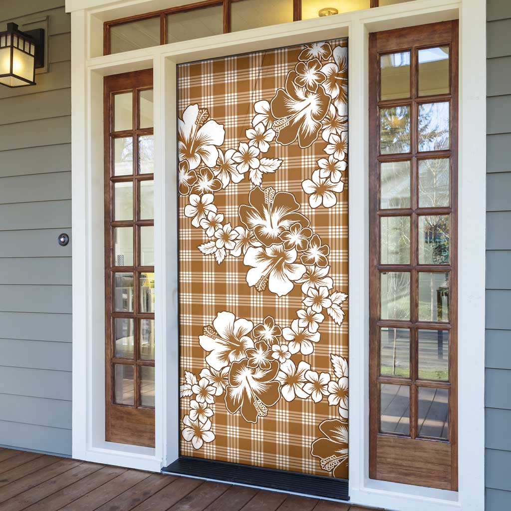 Hibiscus Pakala Bronze Brown Door Cover Tropical Floral Stylized LT01 - Polynesian Pride
