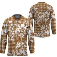 Hibiscus Pakala Bronze Brown Hockey Jersey Tropical Floral Stylized LT01 - Polynesian Pride