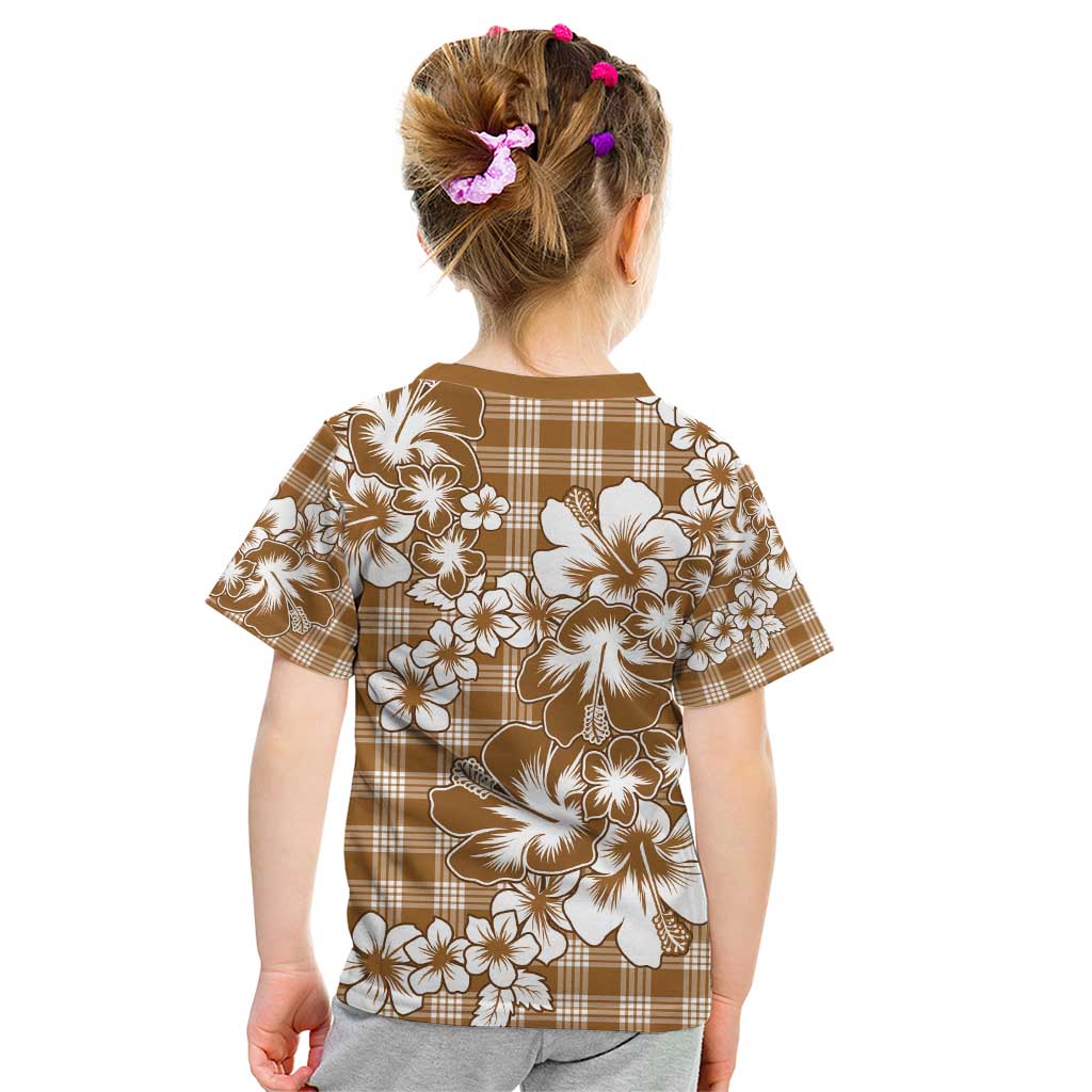 Hibiscus Pakala Bronze Brown Kid T Shirt Tropical Floral Stylized LT01 - Polynesian Pride