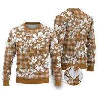 Hibiscus Pakala Bronze Brown Ugly Christmas Sweater Tropical Floral Stylized LT01 Brown - Polynesian Pride