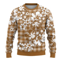 Hibiscus Pakala Bronze Brown Ugly Christmas Sweater Tropical Floral Stylized LT01 - Polynesian Pride