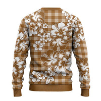 Hibiscus Pakala Bronze Brown Ugly Christmas Sweater Tropical Floral Stylized LT01 - Polynesian Pride