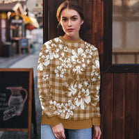 Hibiscus Pakala Bronze Brown Ugly Christmas Sweater Tropical Floral Stylized LT01 - Polynesian Pride