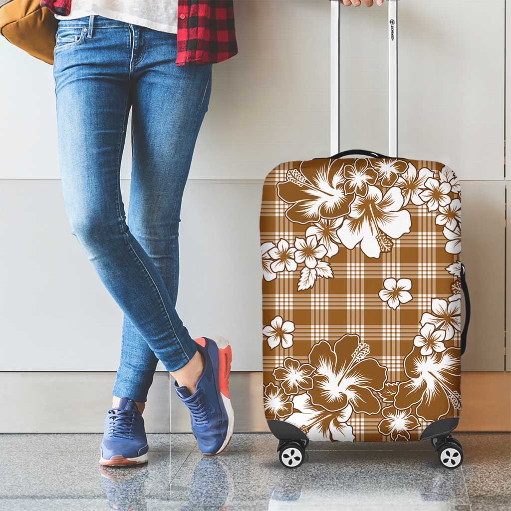 Hibiscus Pakala Bronze Brown Luggage Cover Tropical Floral Stylized LT01 - Polynesian Pride