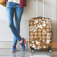 Hibiscus Pakala Bronze Brown Luggage Cover Tropical Floral Stylized LT01 - Polynesian Pride