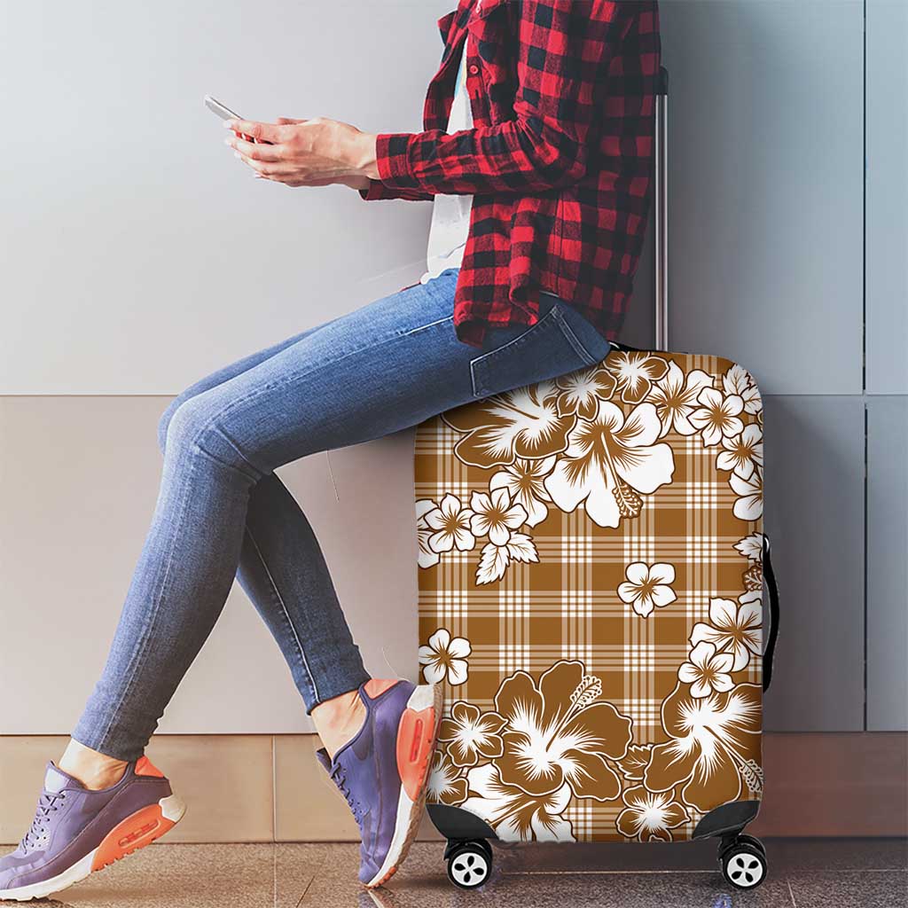 Hibiscus Pakala Bronze Brown Luggage Cover Tropical Floral Stylized LT01 - Polynesian Pride