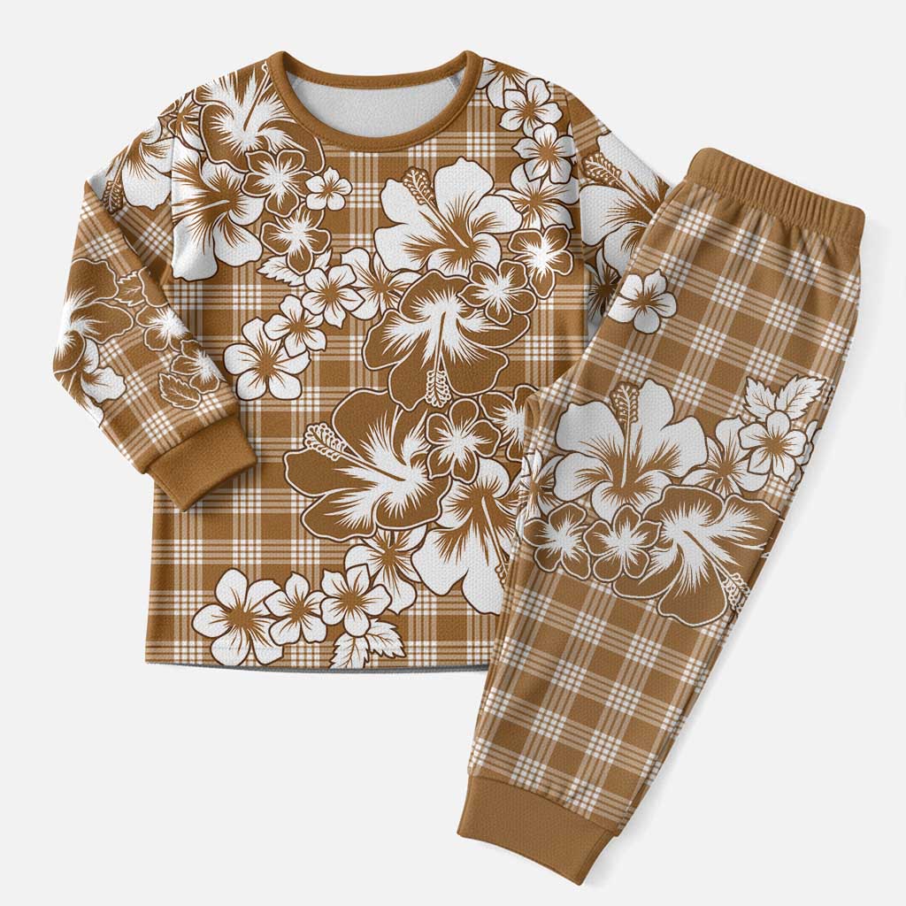 Hibiscus Pakala Bronze Brown Christmas Pajama Set Tropical Floral Stylized LT01 Men Brown - Polynesian Pride