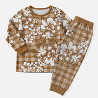 Hibiscus Pakala Bronze Brown Christmas Pajama Set Tropical Floral Stylized LT01 Men Brown - Polynesian Pride