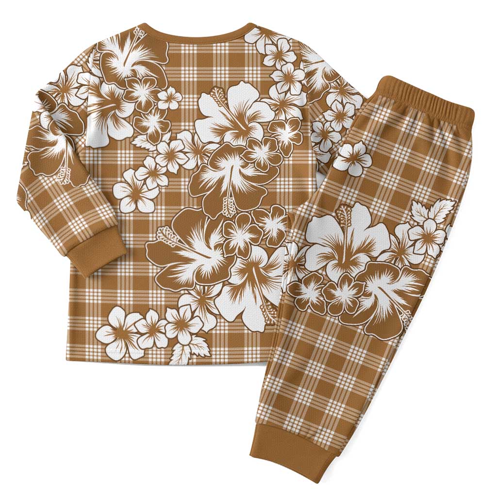 Hibiscus Pakala Bronze Brown Christmas Pajama Set Tropical Floral Stylized LT01 - Polynesian Pride
