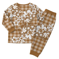 Hibiscus Pakala Bronze Brown Christmas Pajama Set Tropical Floral Stylized LT01 - Polynesian Pride