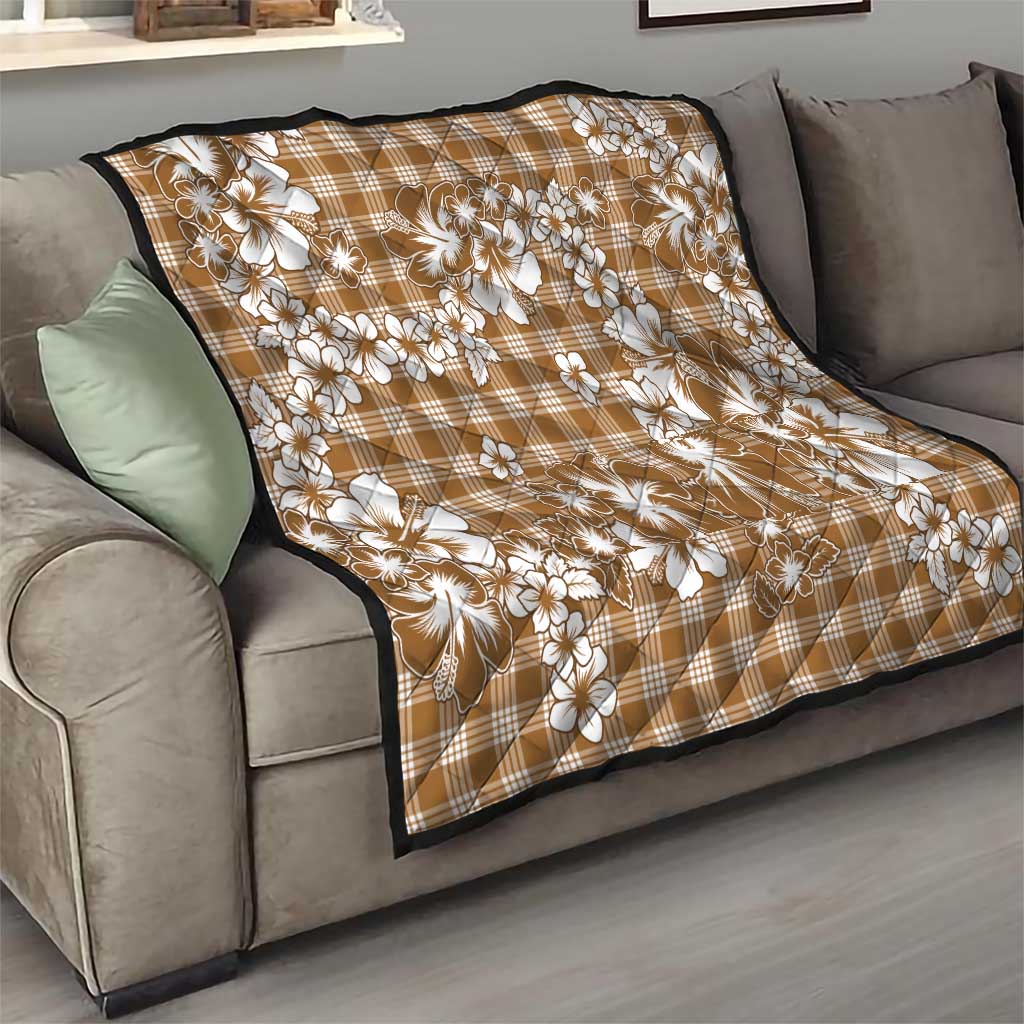 Hibiscus Pakala Bronze Brown Quilt Tropical Floral Stylized LT01 - Polynesian Pride