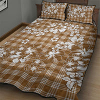 Hibiscus Pakala Bronze Brown Quilt Bed Set Tropical Floral Stylized LT01 - Polynesian Pride