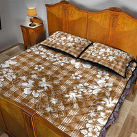 Hibiscus Pakala Bronze Brown Quilt Bed Set Tropical Floral Stylized LT01 - Polynesian Pride