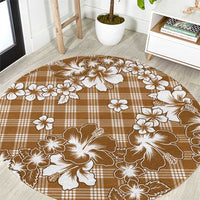 Hibiscus Pakala Bronze Brown Round Carpet Tropical Floral Stylized LT01 Brown - Polynesian Pride