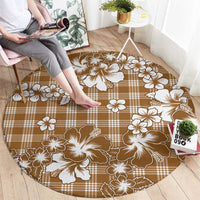 Hibiscus Pakala Bronze Brown Round Carpet Tropical Floral Stylized LT01 - Polynesian Pride