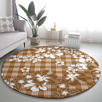 Hibiscus Pakala Bronze Brown Round Carpet Tropical Floral Stylized LT01 - Polynesian Pride