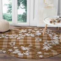 Hibiscus Pakala Bronze Brown Round Carpet Tropical Floral Stylized LT01 - Polynesian Pride