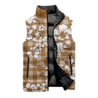 Hibiscus Pakala Bronze Brown Sleeveless Puffer Jacket Tropical Floral Stylized LT01 - Polynesian Pride