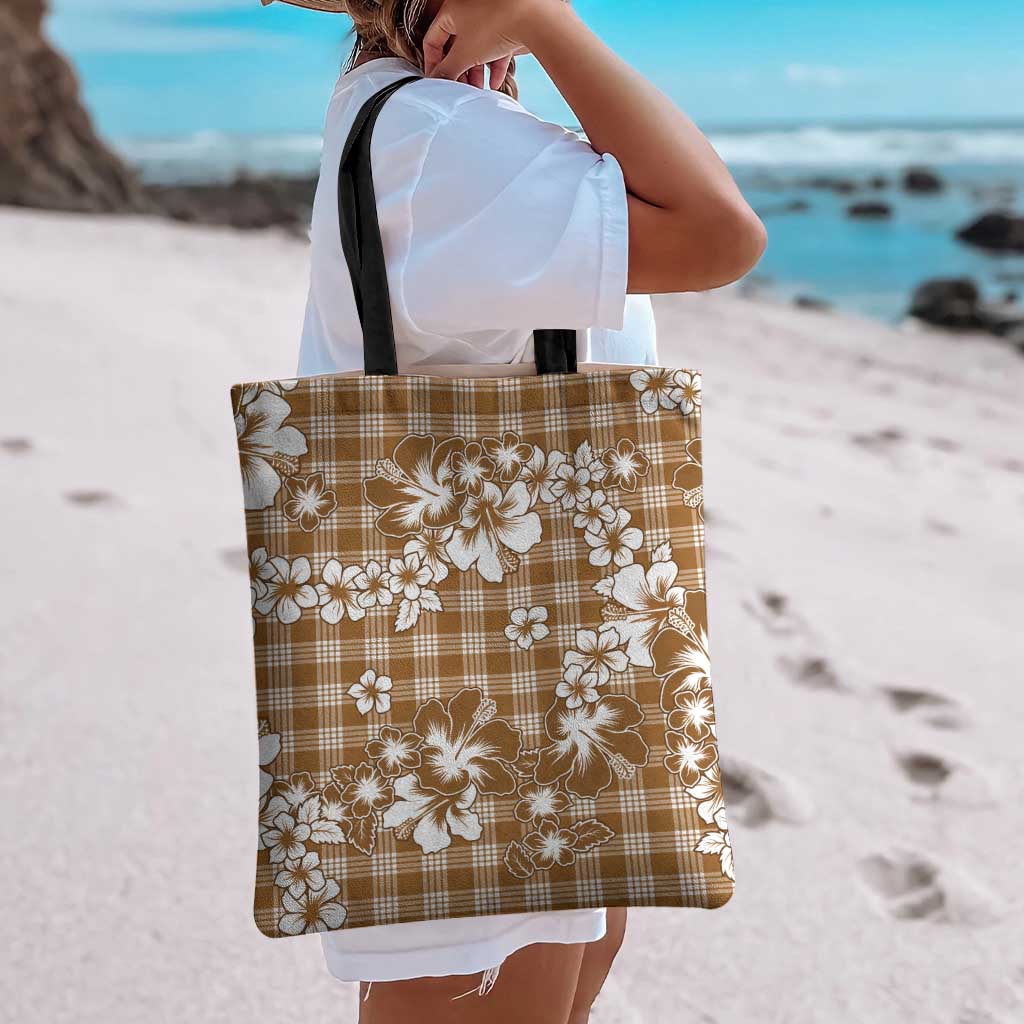 Hibiscus Pakala Bronze Brown Tote Bag Tropical Floral Stylized LT01 - Polynesian Pride