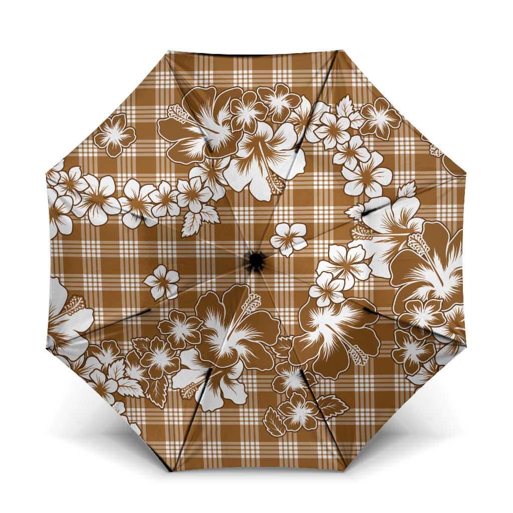 Hibiscus Pakala Bronze Brown Umbrella Tropical Floral Stylized LT01 One Size Folded 11.42 inch Opened Diameter 37.4 inch Brown - Polynesian Pride