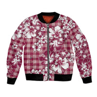 Hibiscus Pakala Royal Magenta Bomber Jacket Tropical Floral Stylized LT01 Unisex Magenta - Polynesian Pride