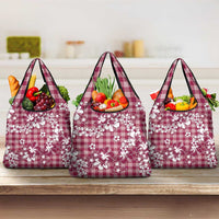 Hibiscus Pakala Royal Magenta Grocery Bag Tropical Floral Stylized LT01 3-pack One Size Magenta - Polynesian Pride