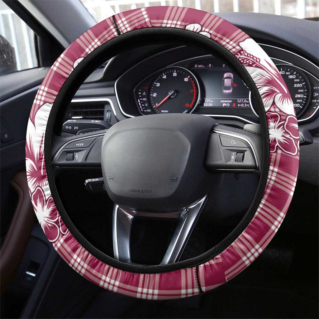 Hibiscus Pakala Royal Magenta Steering Wheel Cover Tropical Floral Stylized LT01 - Polynesian Pride