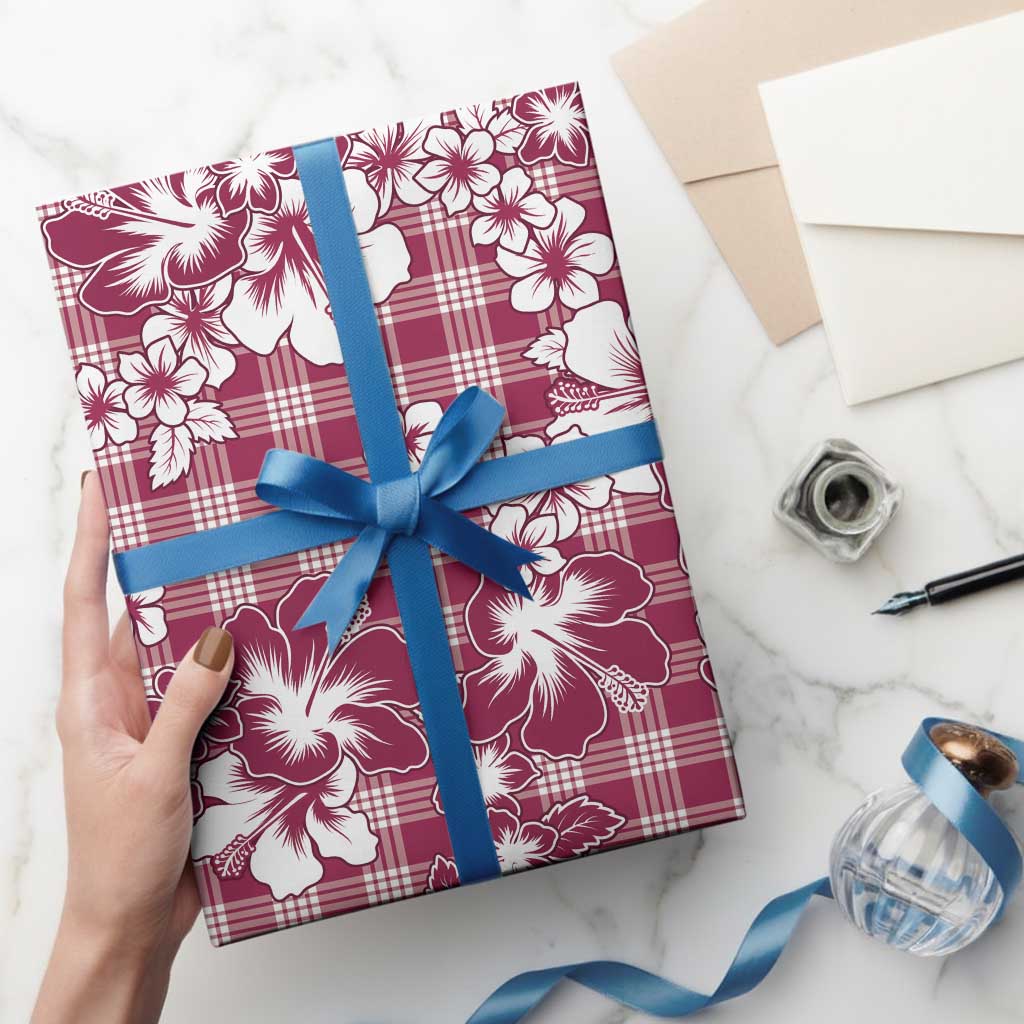 Hibiscus Pakala Royal Magenta Wrapping Paper Tropical Floral Stylized LT01 - Polynesian Pride
