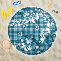 Hibiscus Pakala Ocean Depths Blue Beach Blanket Tropical Floral Stylized LT01 One Size 150cm Blue - Polynesian Pride