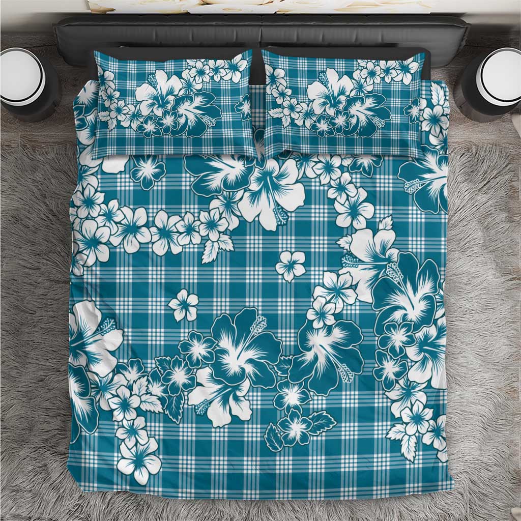 Hibiscus Pakala Ocean Depths Blue Bedding Set Tropical Floral Stylized LT01 Blue - Polynesian Pride