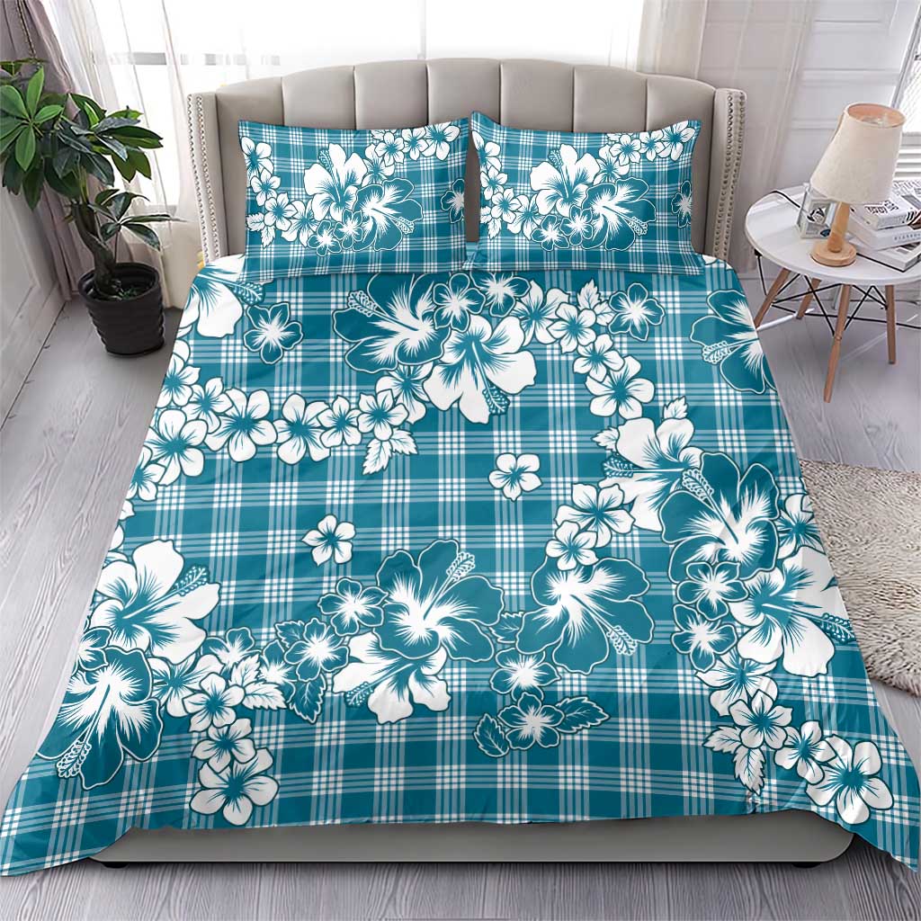 Hibiscus Pakala Ocean Depths Blue Bedding Set Tropical Floral Stylized LT01 - Polynesian Pride
