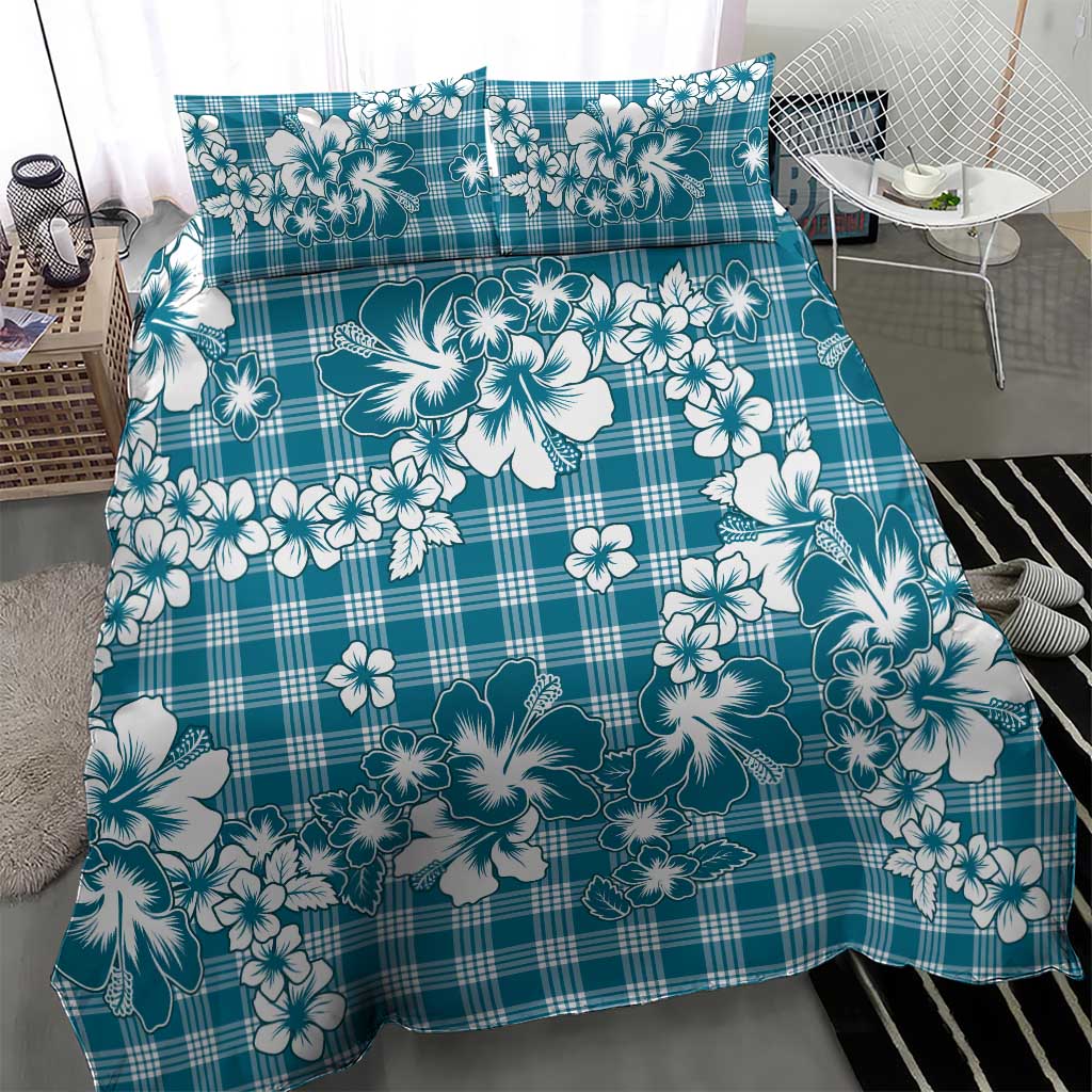 Hibiscus Pakala Ocean Depths Blue Bedding Set Tropical Floral Stylized LT01 - Polynesian Pride