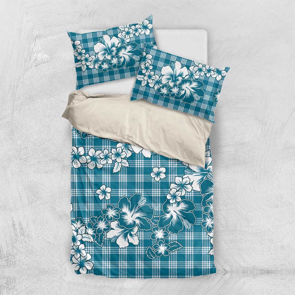 Hibiscus Pakala Ocean Depths Blue Bedding Set Tropical Floral Stylized LT01 US Twin 172cm x 218cm Blue - Polynesian Pride