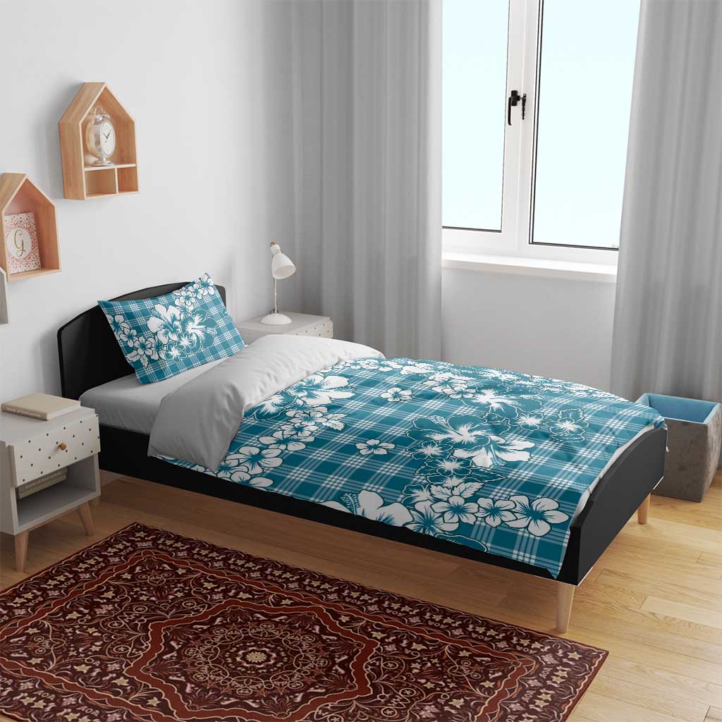 Hibiscus Pakala Ocean Depths Blue Bedding Set Tropical Floral Stylized LT01 - Polynesian Pride