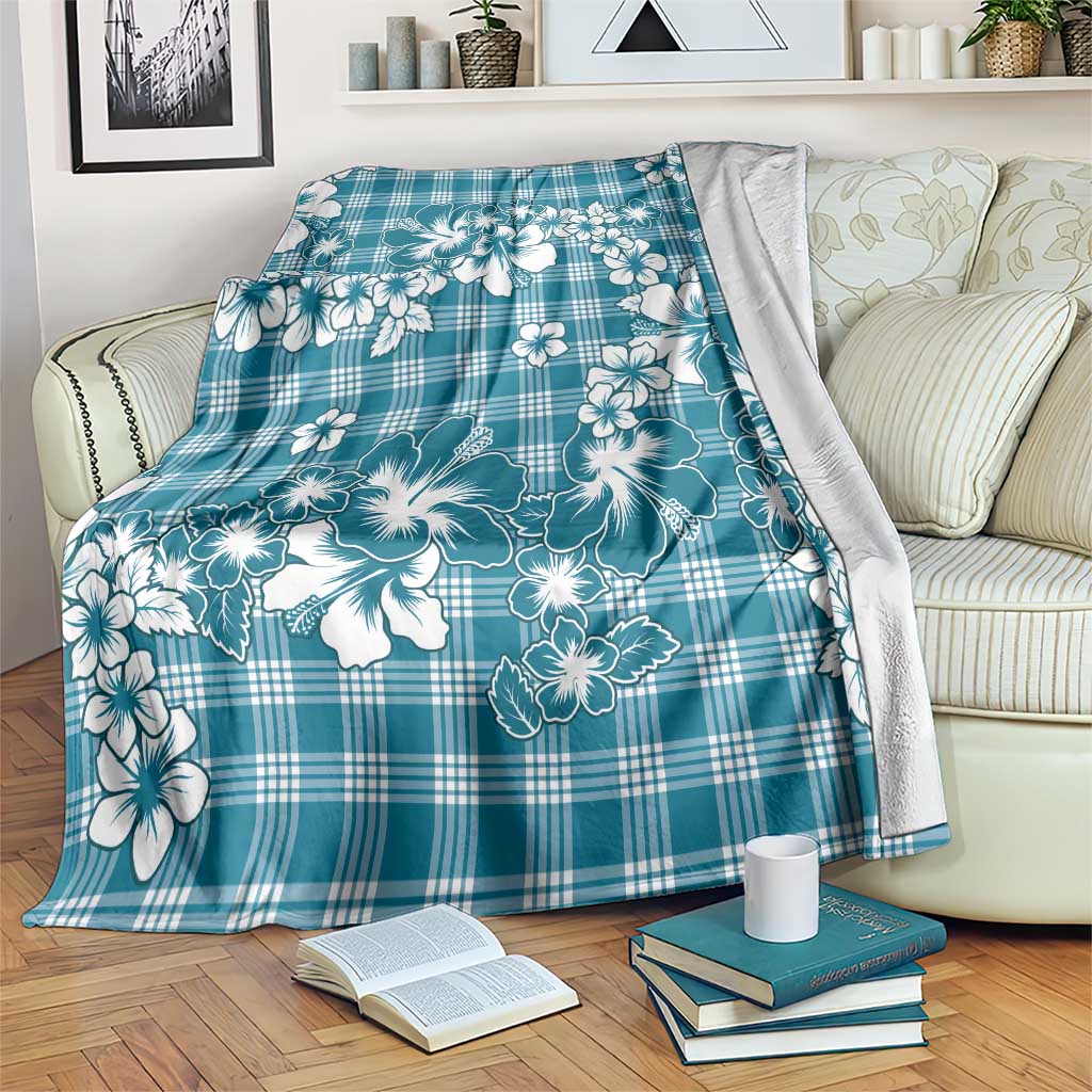 Hibiscus Pakala Ocean Depths Blue Blanket Tropical Floral Stylized LT01 Blue - Polynesian Pride