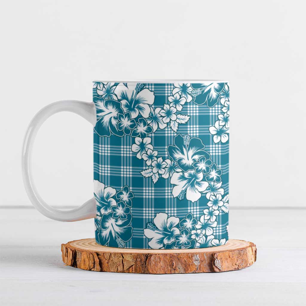 Hibiscus Pakala Ocean Depths Blue Ceramic Mug Tropical Floral Stylized LT01 Blue - Polynesian Pride