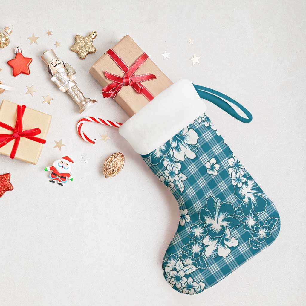 Hibiscus Pakala Ocean Depths Blue Christmas Stocking Tropical Floral Stylized LT01 - Polynesian Pride