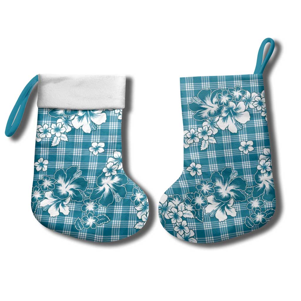 Hibiscus Pakala Ocean Depths Blue Christmas Stocking Tropical Floral Stylized LT01 - Polynesian Pride